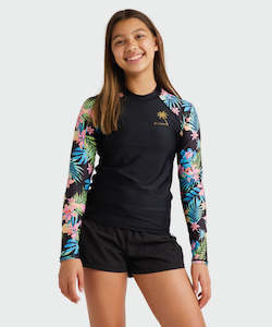 Girls Swimwear: Billabong In Da Jungle LS Sunshirt - Black