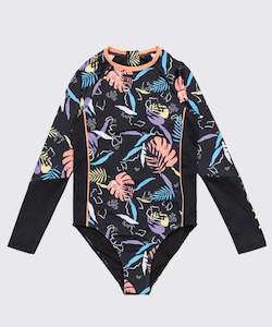 Girls Swimwear: Roxy RG Active Onesie - Anthracite Active RG