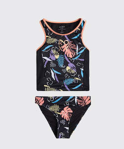 Girls Swimwear: Roxy RG Active Tankini Set - Anthracite Active RG