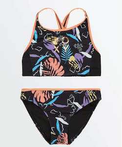 Girls Swimwear: Roxy RG Active Crop Top Set - Anthracite Active RG