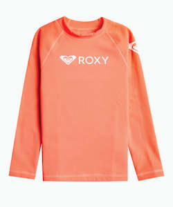 Girls Swimwear: Roxy Girls Heater Long Sleeve Rash Shirt - Persimmon