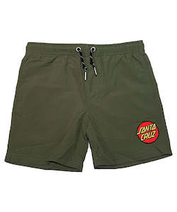 Santa Cruz Youth Classic Dot Cruzier Beach Short - Olive Green