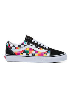 Vans Old Skool Floral Checkerboard Shoe - Black / True White