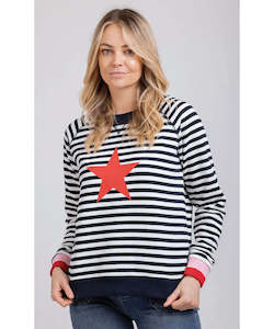 Mi Moso Striped Delight Sweat Shirt - Navy