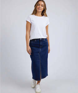 Womens Skirts: Foxwood Scout Denim Midi Skirt - Dark Blue