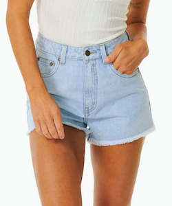 Womens Shorts: Rip Curl Amy High Waste Short - Light Blue