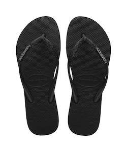 Womens Jandals Sandals Sliders: Havaianas Slim Glitter II 1069 - Black/Black