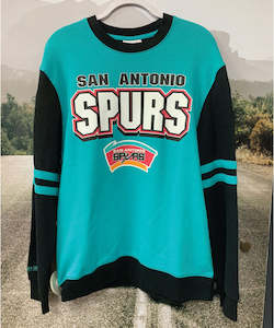 Mens Clothing: Mitchell & Ness All Over Spurs Crew 2.0 - Teal