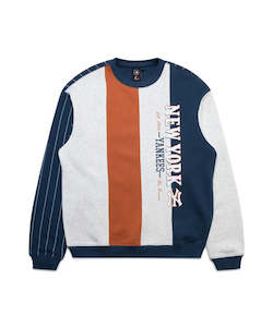 Mens Clothing: Majestic New York Yankees Pinstripe Panel Crew - French Navy/Vintage White Marle