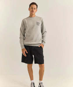 Mens Hoodies Sweatshirts: Rhythm Siesta Fleece Crew - Grey Heather