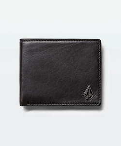 Mens Wallets: Volcom Single Stone Leather Wallet - Black
