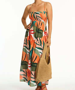 Womens Dresses: Sea Level Tropaluxe Cutaway Bandeau Dress - Khaiki