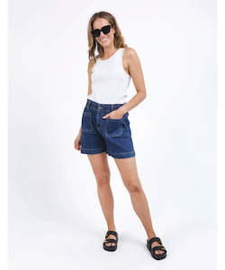 Womens Shorts: Elm Lennox Denim Shorts - Dark Blue Wash