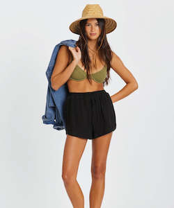 Womens Shorts: Sisstrevolution Surf Goddess Woven Shorts - Black