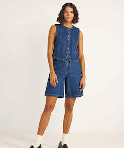 Womens Shorts: Rhythm Gia Denim Jorts - Indigo