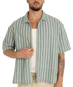 Rhythm Butcher Stripe Relaxed SS Shirt - Teal