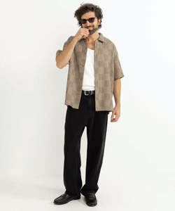 Rhythm Tanner Check SS Shirt - Tobacco