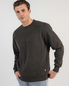 Mens Hoodies Sweatshirts: Rhythm Classic Fleece Crew - Vintage Black