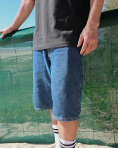 Mens Shorts: Volcom Labored Denim Utility Short - Indigo Ridge Wash