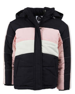 Eve Girl Base Panelled Puffer - Multicoloured