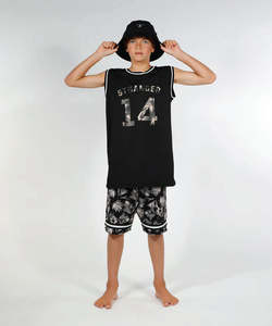 Boys T Shirts: Hello Stranger Baller Muscle Tee - Black Palms