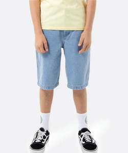 Boys Shorts: Santa Cruz Space Rocket Stack Jean Shorts - Mid Blue