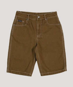 Boys Shorts: Santa Cruz Brain Dot Bone Stack Jean Shorts - Tan