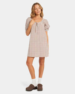 Roxy Delilah Check Dress - Coconut