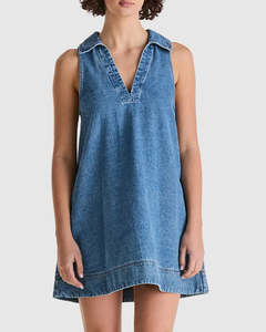 Womens Dresses: Wrangler Mabel Swing Dress - Moon City Blue