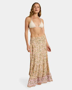 Womens Skirts: Roxy Womens Garland Radiant Sun Maxi Skirt - Stone