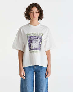 Womens T Shirts Tees: Wrangler Roses Forever Boxed Tee - Vintage White