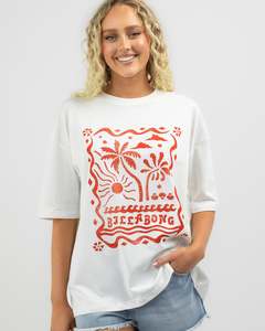 Womens T Shirts Tees: Billabong Coco Palm Tee - Salt Crystal