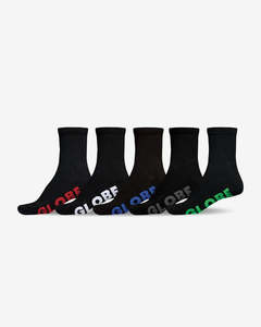 Men: Globe Stealth Crew 5Pkt Socks - Black