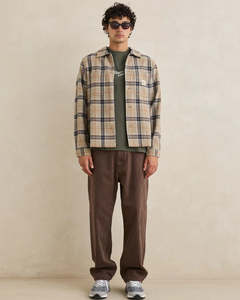 Mens Clothing: Rhythm Oscar Check LS Shirt - Stone