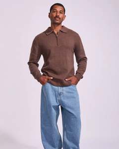 Rhythm Quarter Zip Knit - Dark Brown