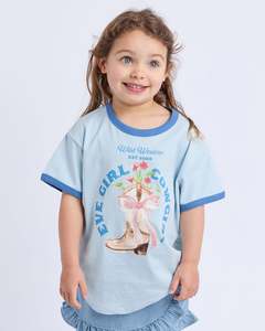 Sale: Eve Girl Rodeo Ringer Little Girls Tee - Light Blue