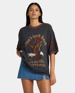 RVCA Womens Toni Ringer Tee - Washed Black