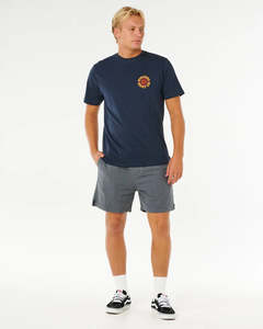 Mens T Shirts Polos: Rip Curl Mens Pacific Rinse Circle Tee - Dark Navy