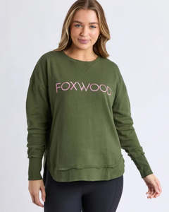 Womens Hoodies Sweatshirts: Foxwood Simplified Metallic Crew - Olive