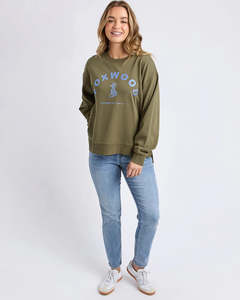 Foxwood Effortless Contrast Crew - Moss