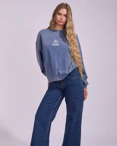 Rhythm Salt Wash Crew Neck Fleece - Indigo