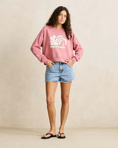 Rhythm Sun And Palm Slouchy Crew Neck Fleece - Dusty Plum