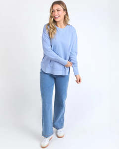 Womens Hoodies Sweatshirts: Foxwood Delilah Crew - Light Blue