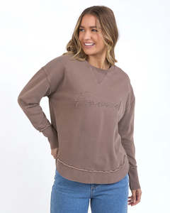 Womens Hoodies Sweatshirts: Foxwood Signature Crew - Chocolate