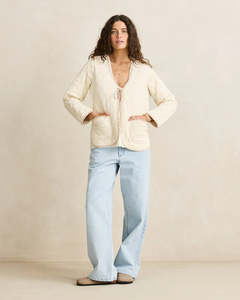 Womens Coats Jackets Vests: Rhythm London Reversible Quilted Jacket - Vintage White