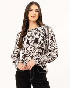 Seeking Lola Gratitude Top - Ivory Swirl