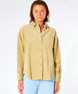 Womens Coats Jackets Vests: Rip Curl Golden Days Cord Women's Shirt - Khaki