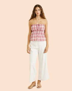 Rhythm Chelsea Check Strapless Top - Plum