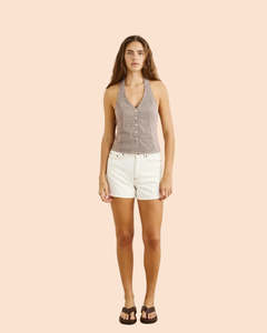 Rhythm London Check Halter Top - Chocolate