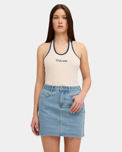 Volcom Womens Ramped Mini Denim Skirt - Stone Blue